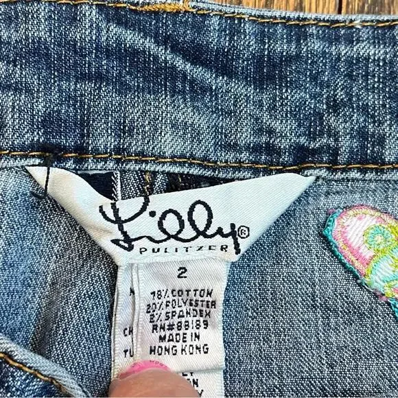 Lilly Pulitzer Jeans Wide Leg Vintage 2000s Preppy Flip Flops Women's Size 2 - Picture 5 of 8